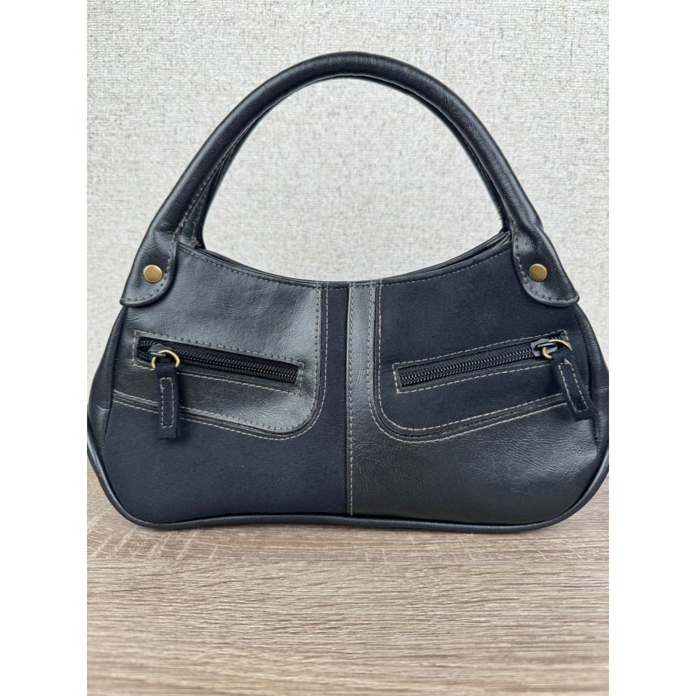 Y2K Style Black Vegan Leather Faux Suede Hobo Bag — Soho Shoulder Bag